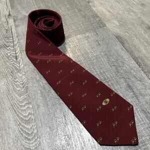 VTG Gucci Neck Ties Oxblood Red 70s/80s Silk Equestrian Stirrup GG Logo Italian
